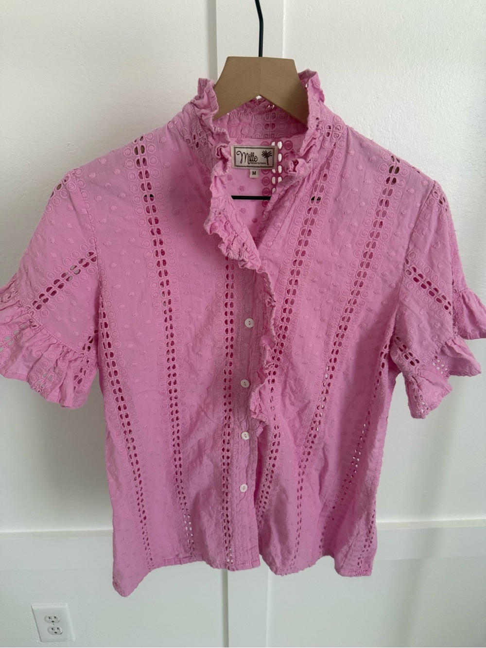 Mille Vanessa Top Bubblegum Polka Dot Eyelet - Picture 2 of 8